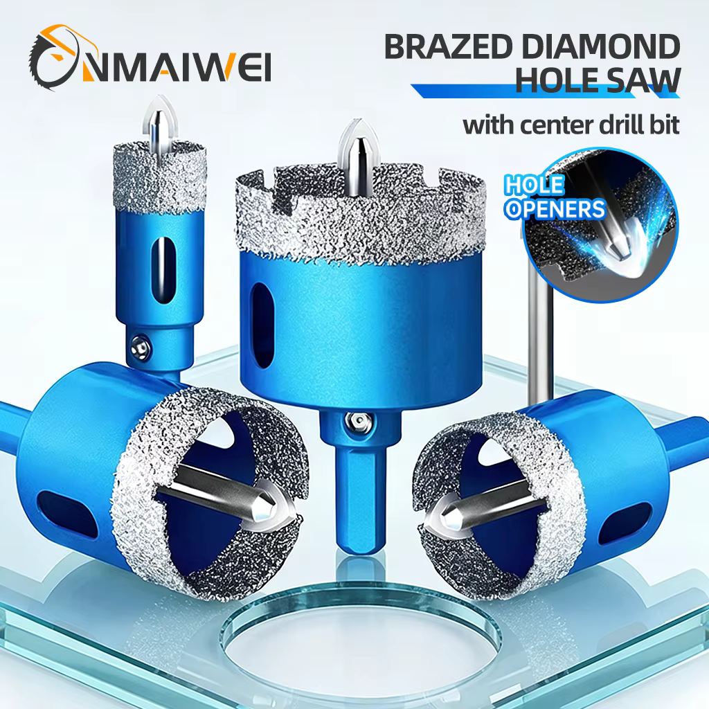 Jeu de forets diamantés 18-100 mm pour carrelage céramique avec perceuse de positionnement pour verre