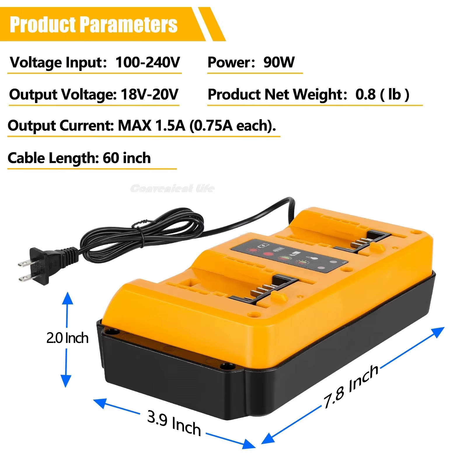 Station de charge rapide à 2 ports pour outils multifonctions à batterie Dewalt 20V Max. Chargeur ultra-rapide de