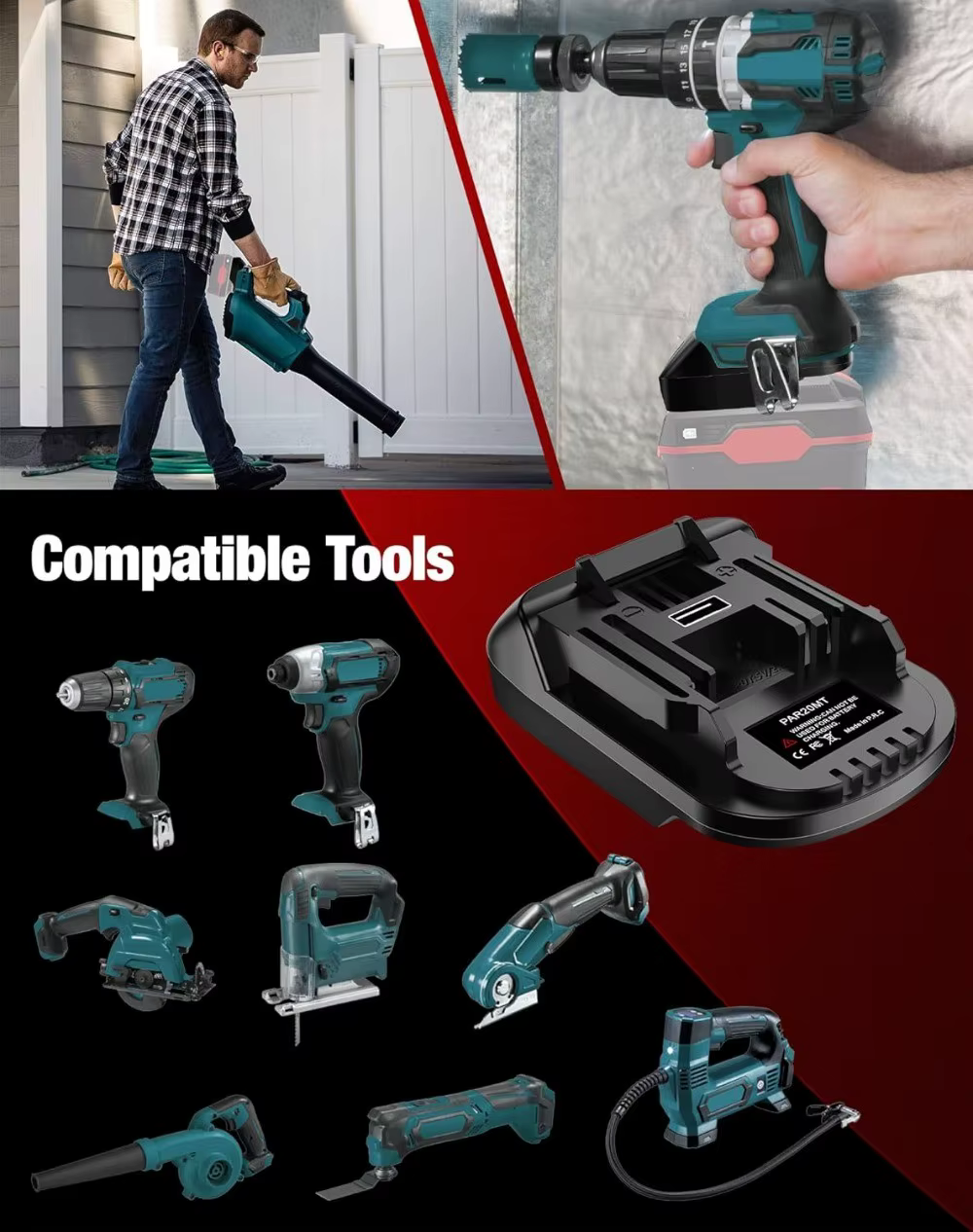 Adaptateur PAR20MT pour outils Parkside vers Makita