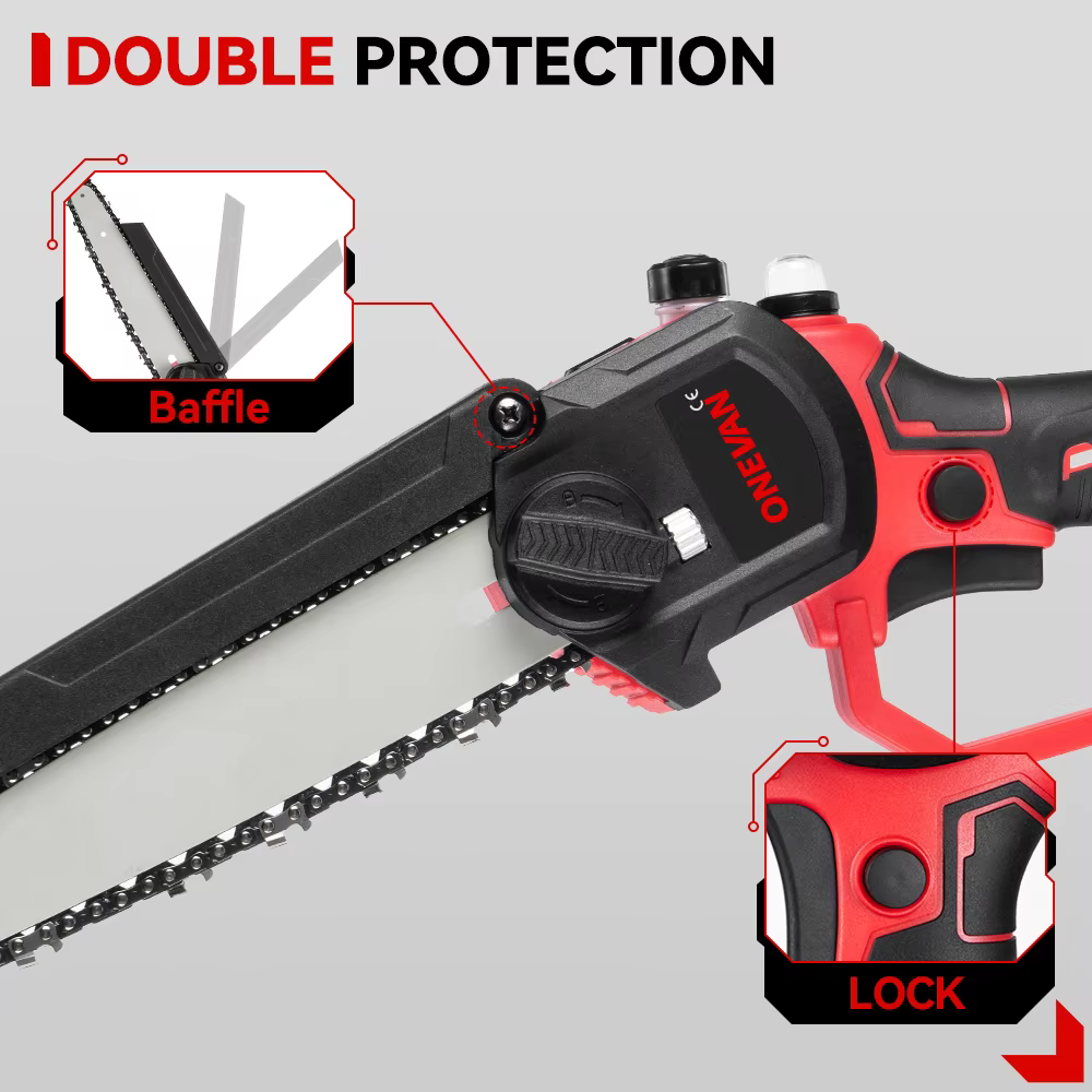 ONEVAN 8 pouces scie électrique sans brosse huileur automatique sans fil portable jardin bois taille tronçonneuse outil pour Makita 18V batterie broche