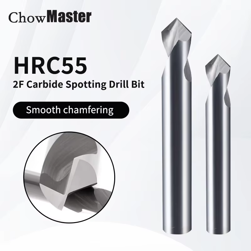 Chowmaster-Foret à centrer en carbure HRC55 2F