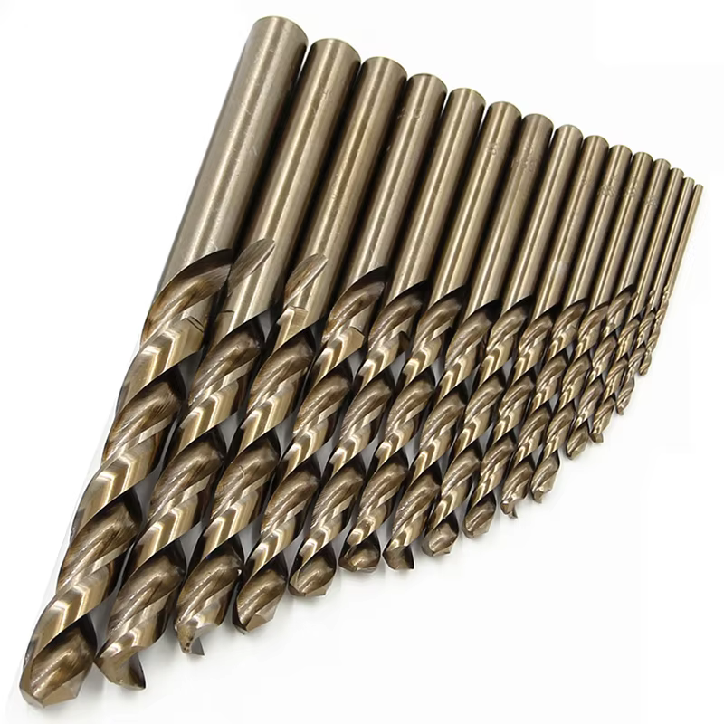 15pc M35 cobalt contient du foret hélicoïdal à tige droite jaune rôti 1.5-10mm acier rapide jeu d'outils d'ouverture de trou de meulage complet