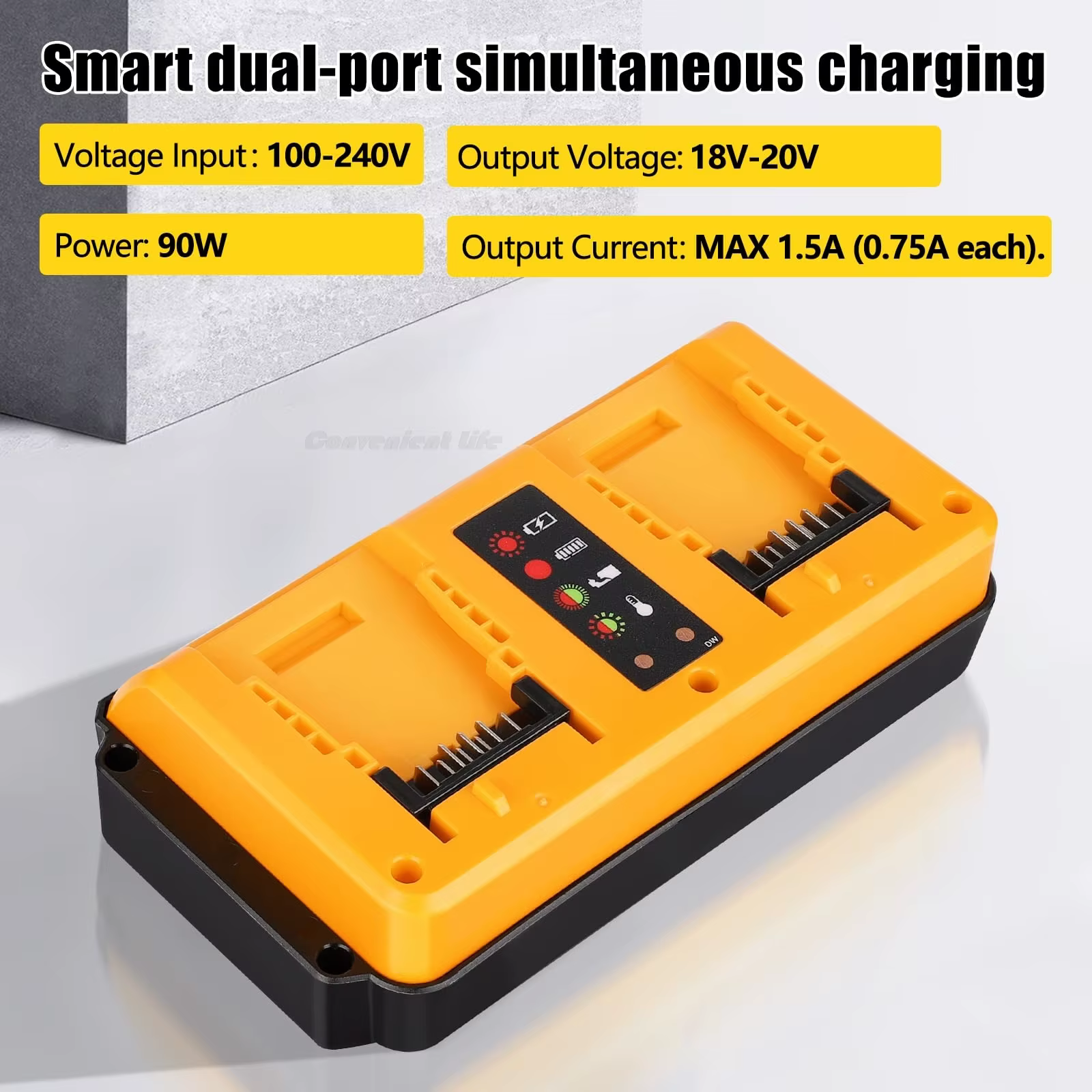 Station de charge rapide à 2 ports pour outils multifonctions à batterie Dewalt 20V Max. Chargeur ultra-rapide de