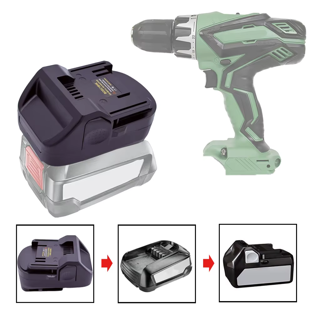 Adaptateur de batterie pour batteries Bosch PBA 18V Li-ion pour outils électriques Bosch/Maktia/Milwaukee/Hitachi/Hikok/Parkside 18/20V