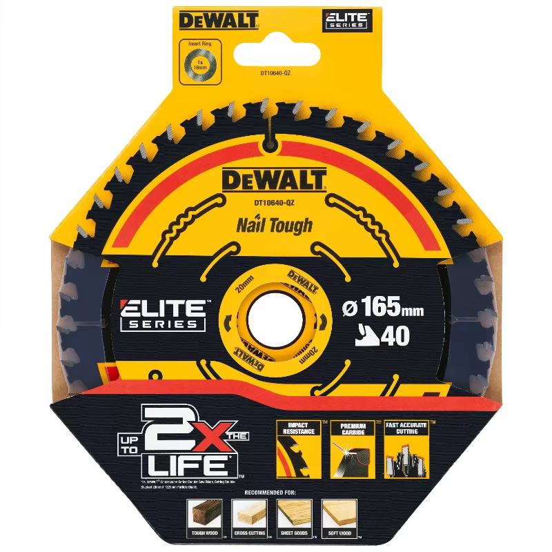 DEWALT DT10624-QZ DT10640-QZ lame de scie circulaire série ELITE lame de scie circulaire ELITE 165MM 20MM 24T/40T
