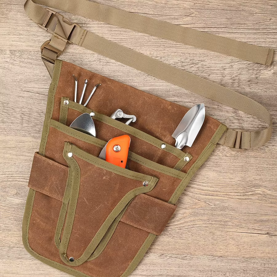 Sacoche de ceinture pour outils de jardin en toile, sac à outils avec plusieurs poches de rangement, imperméable, portable, pour hommes et femmes, sac à outils durable