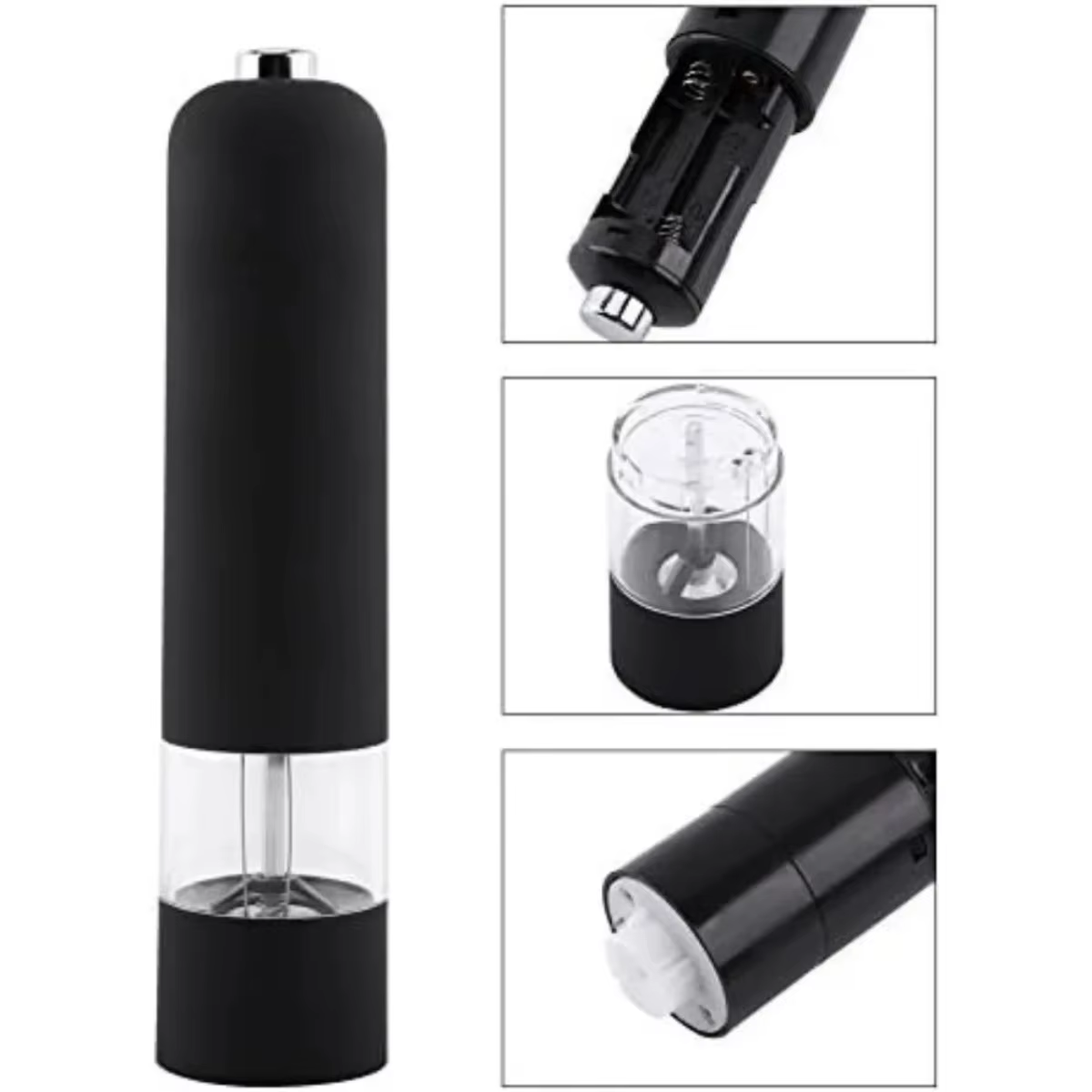 Moulin à sel et à poivre électrique, alimenté par batterie, fonctionnement automatique à une main avec grossièreté légère et réglable