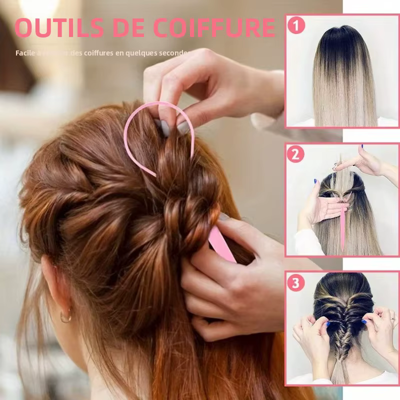 Ensemble d'outils pour boucles de cheveux, 2 pièces, tresse française, peigne à queue de Rat, 1 pièce, bandes élastiques en caoutchouc, dissolvant de coupe, 4/5 pièces/ensemble