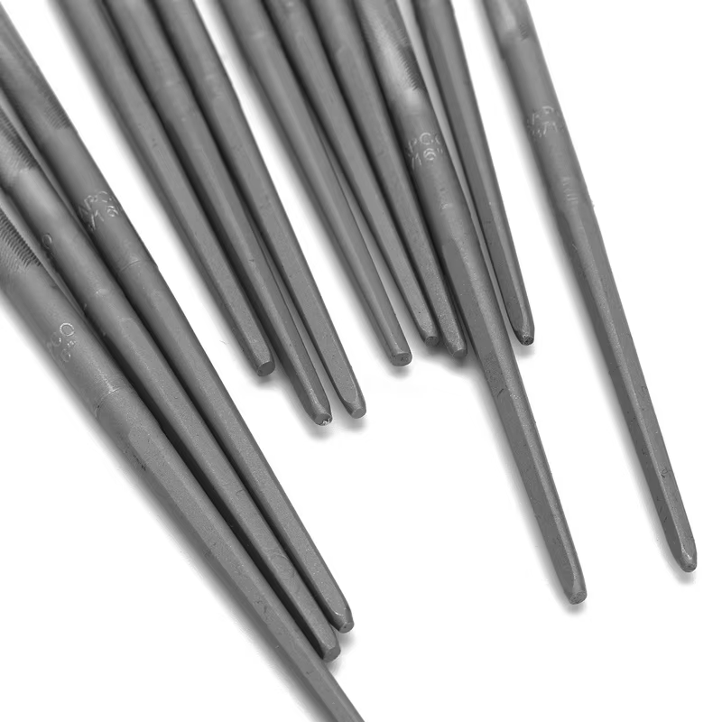 12 pièces limes rondes de tronçonneuse 4.0mm/4.8mm/5.2mm/5.5mm 5/32 "3/16" 13/64 "7/32" pour affûter l'affûteur de scie à chaîne généralement 25cm Len