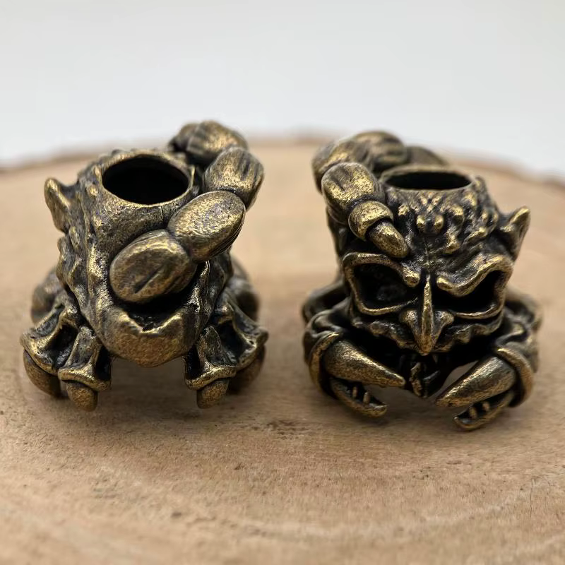 Pendentif Scorpion Crâne en Laiton pour Couteau, Perle EDC, Accessoire DIY pour Paracord, Cordon Tressé Fait Main, Bracelet en Corde de Parapluie, Breloque pour Extérieur