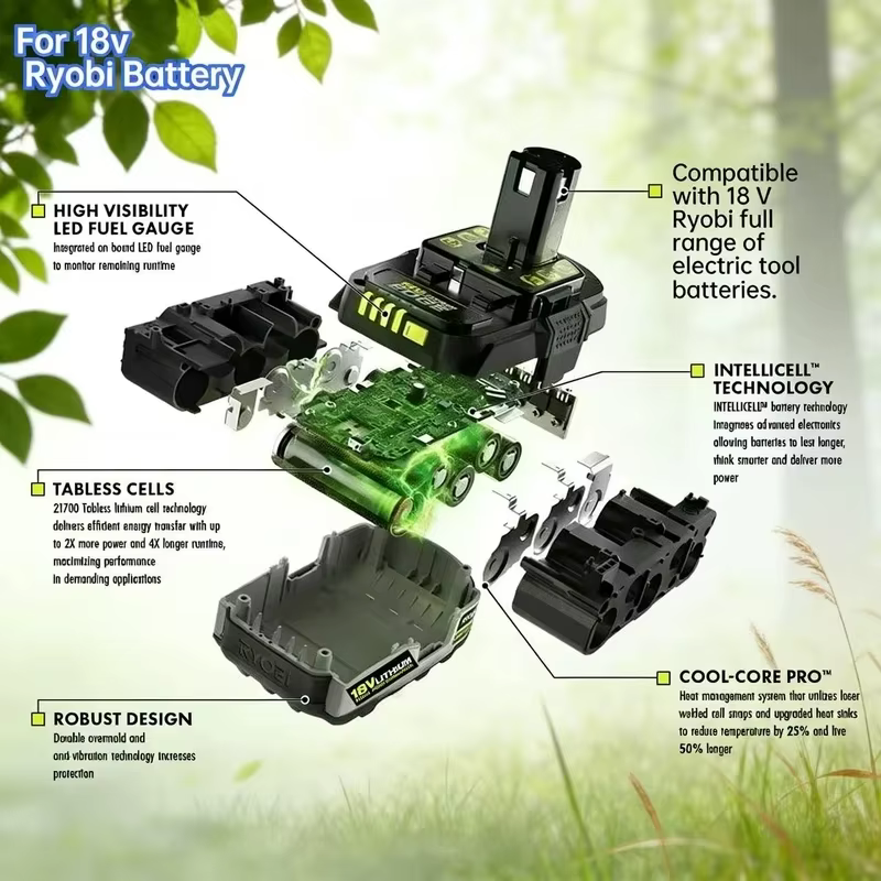 Nouvelle batterie au lithium puissante RYOBI 18V 6.0Ah 8.0Ah P104 P105 P107 P108 P109 à faible autodécharge