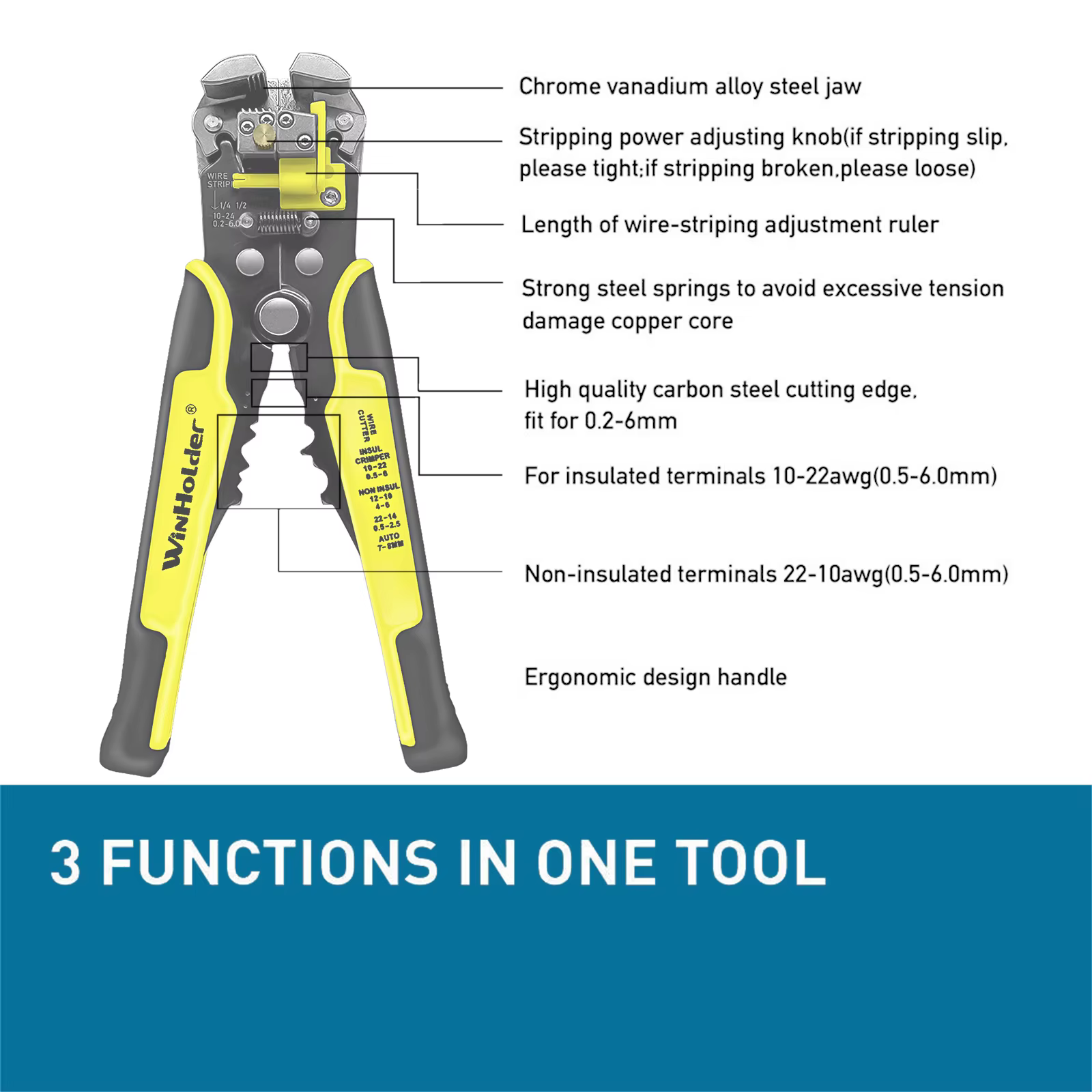 Professionnel Électricien Fil Outil Câble Fil Stripper Cutter Sertisseur Automatique Sertissage Pince À Décaper