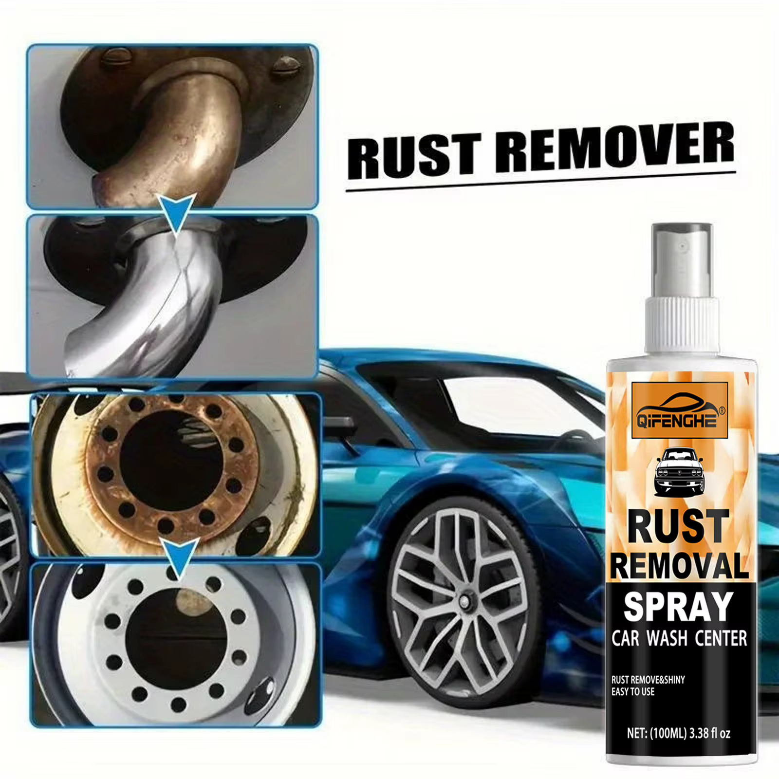 Kit de pulvérisation anti-rouille - Décapant de rouille et restaurateur de brillance pour voiture