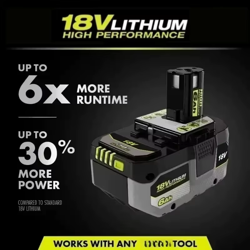Nouvelle batterie au lithium puissante RYOBI 18V 6.0Ah 8.0Ah P104 P105 P107 P108 P109 à faible autodécharge