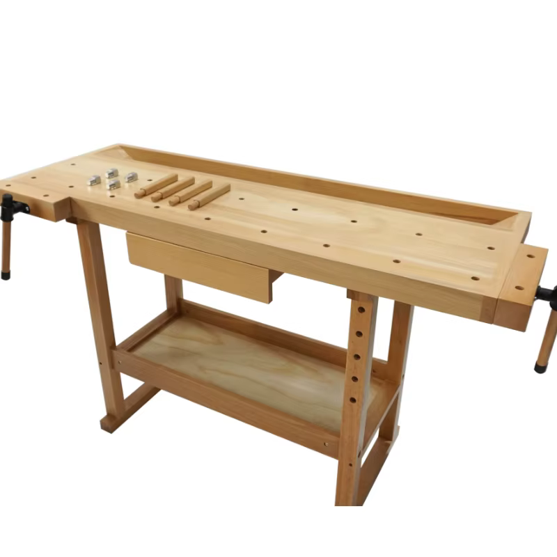 Établi de travail de calcul multifonctionnel, console en bois de hêtre, bricolage manuel, menuiserie, table en bois massif avec YL-151-A de serrage