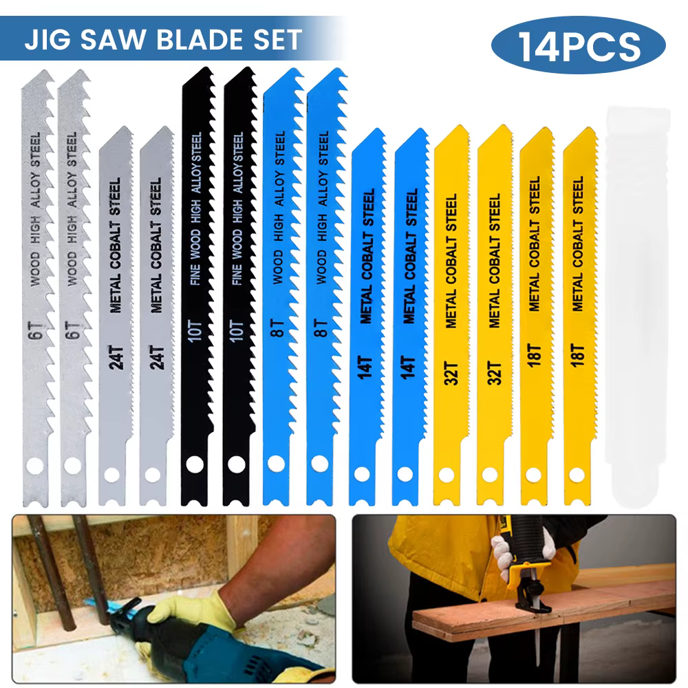 14 pièces/ensemble lames de scie sauteuse à tige en U assortiment de gabarits pour bois métal plastique coupe acier