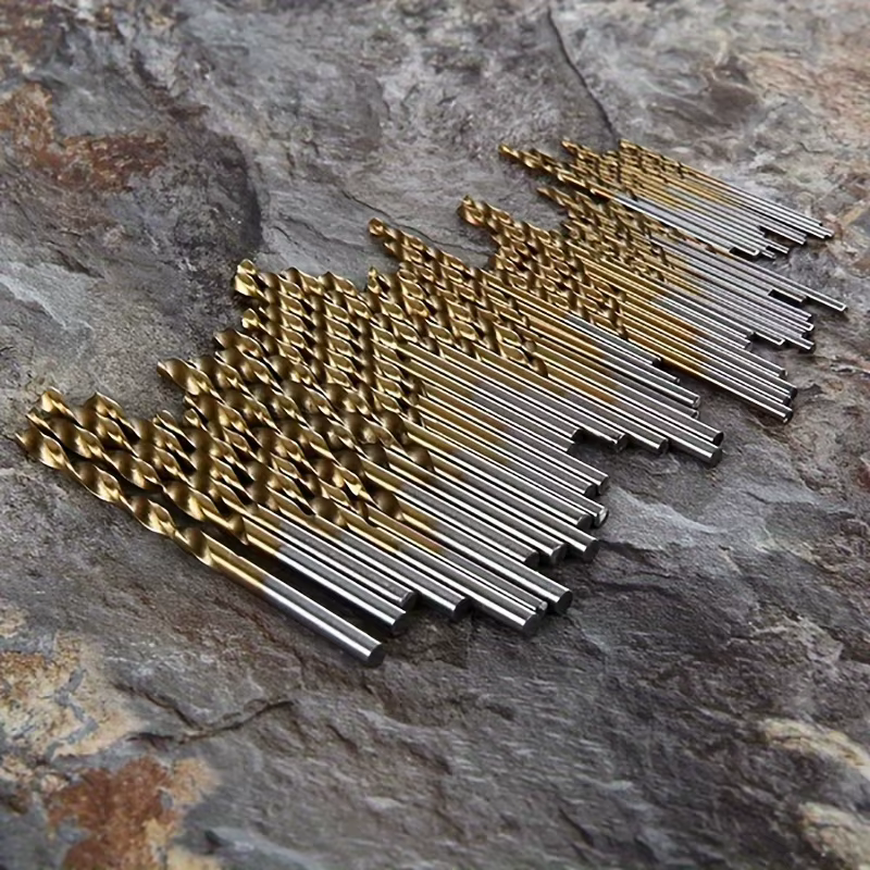 Ensemble de 100 forets HSS revêtus de titane | Tige droite | Pour le bricolage/le travail du bois/le plastique/le métal