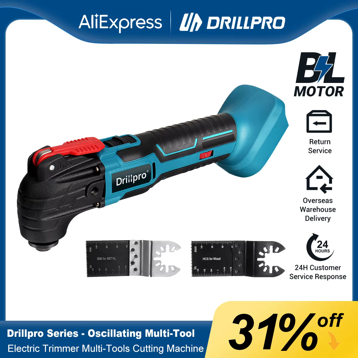 Drillpro outil oscillant sans fil rénovateur tondeuse électrique multi-outils pelle Machine de découpe pour batterie Makita 18V