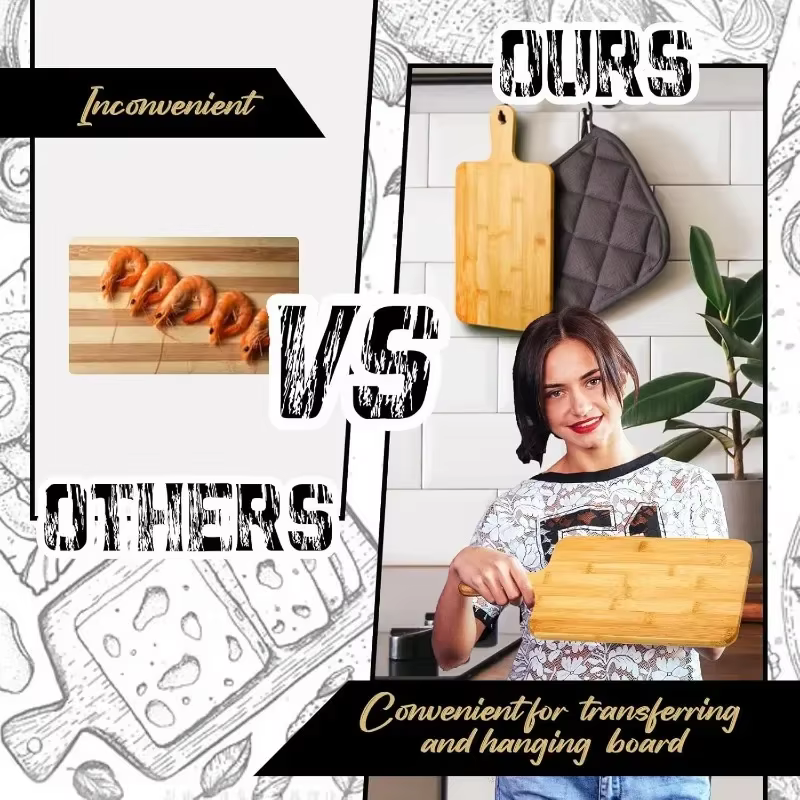Planche à découper en bambou avec poignée, grande planche de service en bois, planches à découper de cuisine, planche à charcuterie pour Pizza, légumes, viande