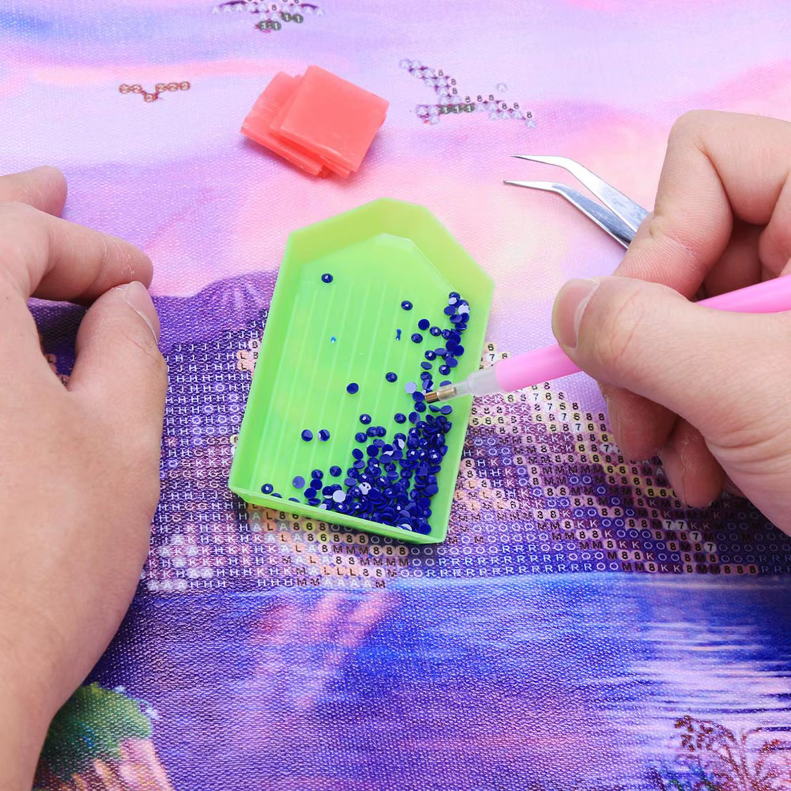 Kit d'outils de broderie et de couture DIY pour la peinture diamant 5D, comprenant un stylo de mosaïque, un plateau à argile et une plaque à strass