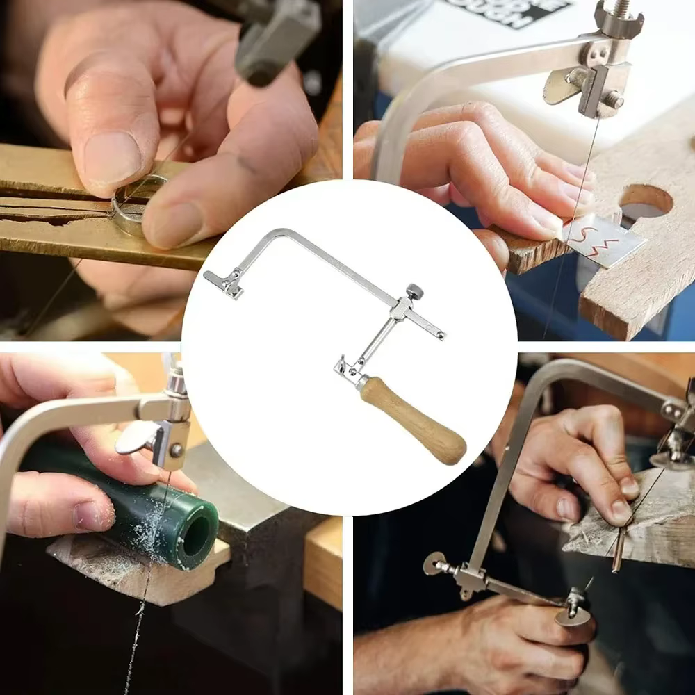 1 Ensemble de scies à fil courbées en U mobiles avec manche en bois