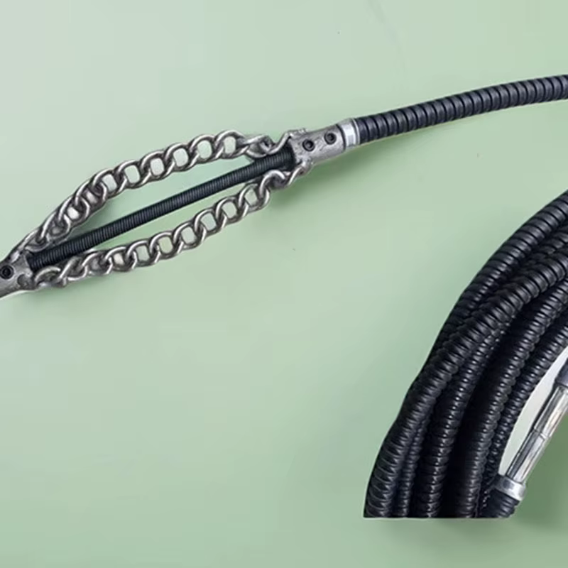 Tête de coupe à ressort et chaîne pour perceuse électrique, outil de débouchage efficace pour canalisations obstruées