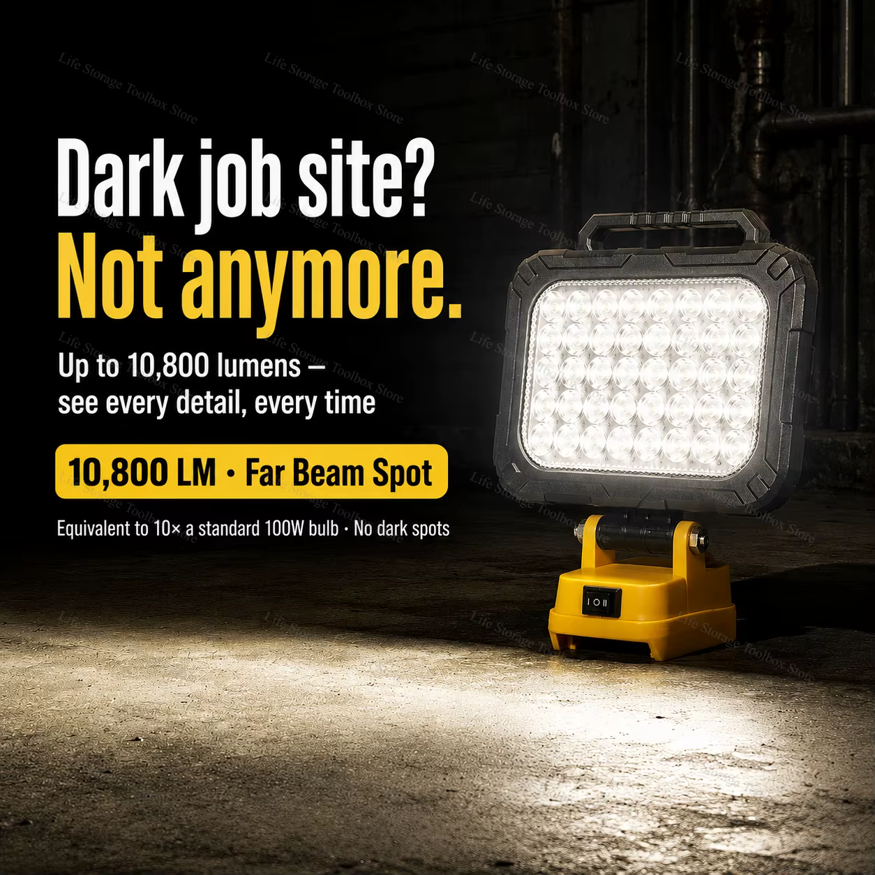 Lanterne de travail LED pour batterie Li-ion Dewalt 18V 20V avec double ports USB