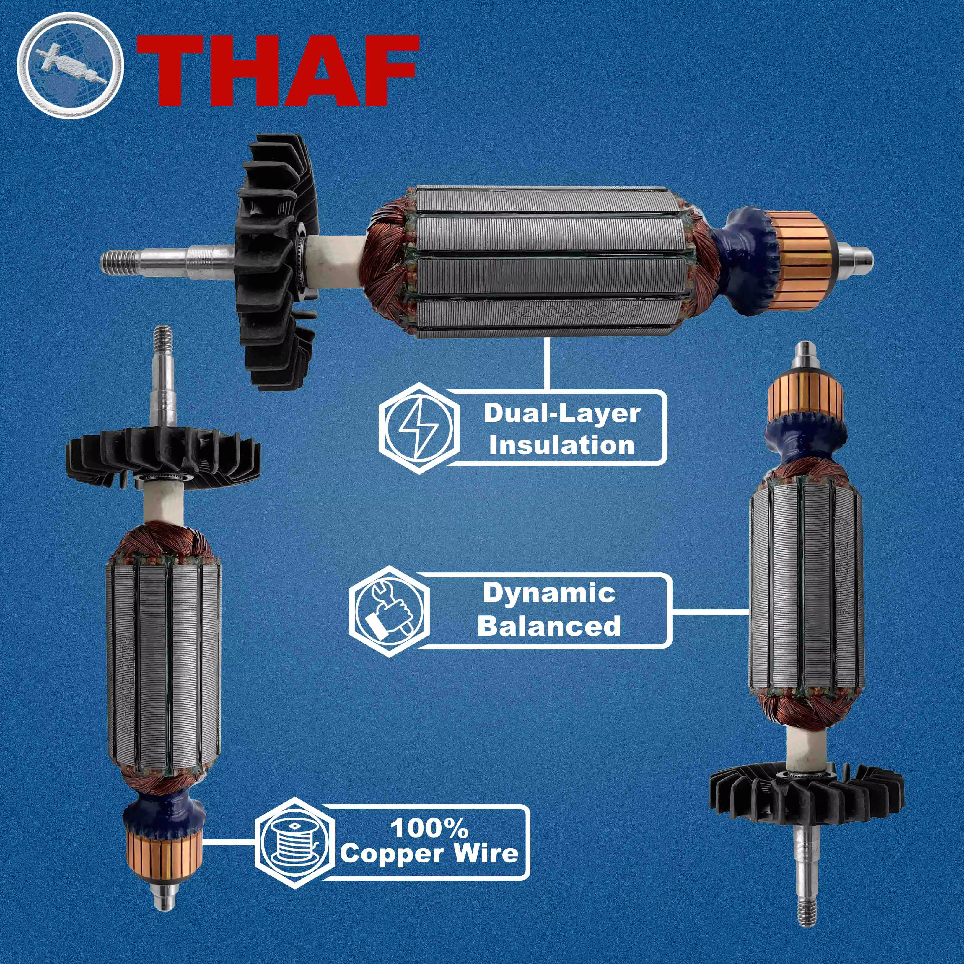 AC 220V 240V DWE8210S DWE8200S DWE8200T DWE8212S Induit Rotor pour DEWALT Meuleuse Angulaire Pièces de rechange