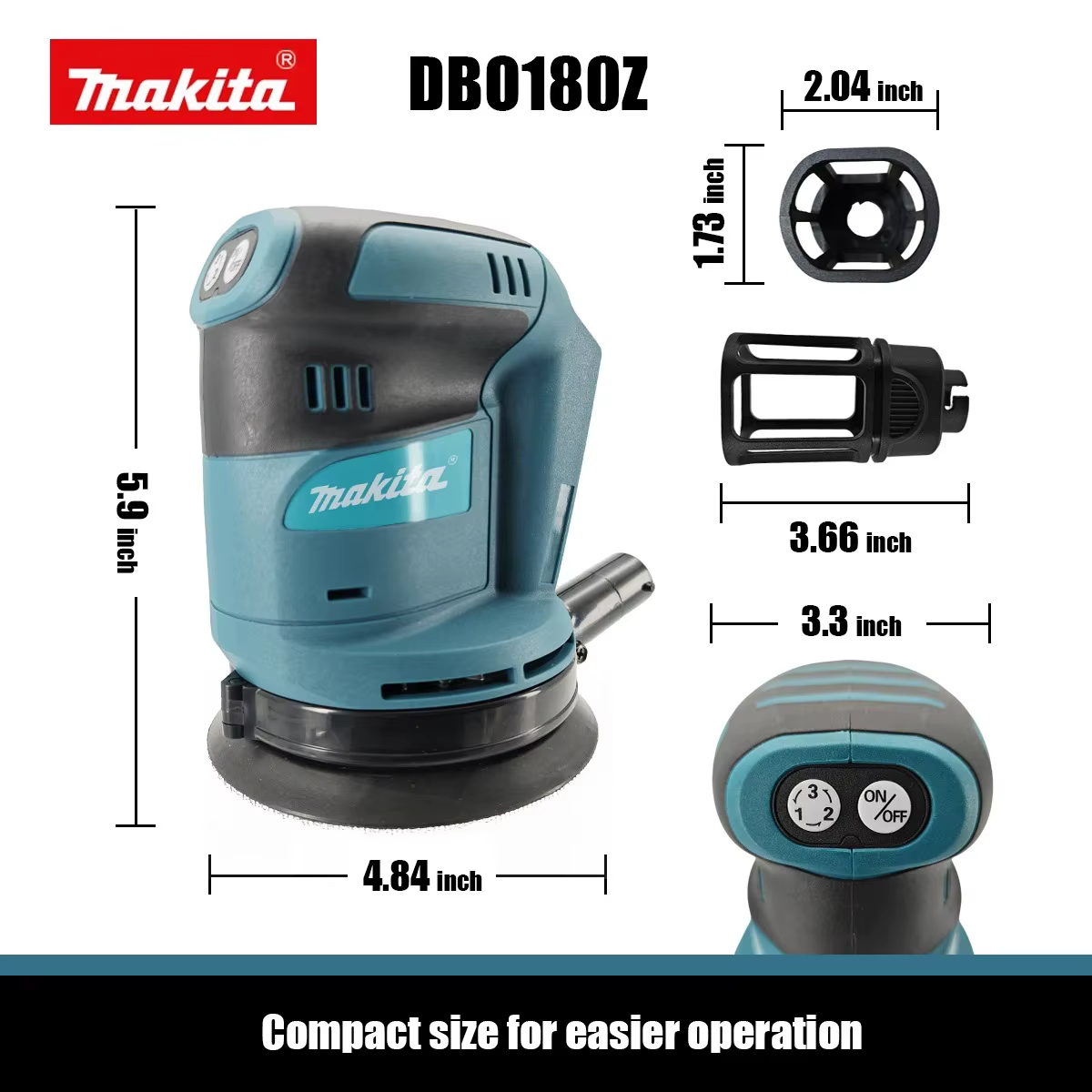 Ponceuse orbitale aléatoire sans fil Makita DBO180Z 18V pour le travail du bois