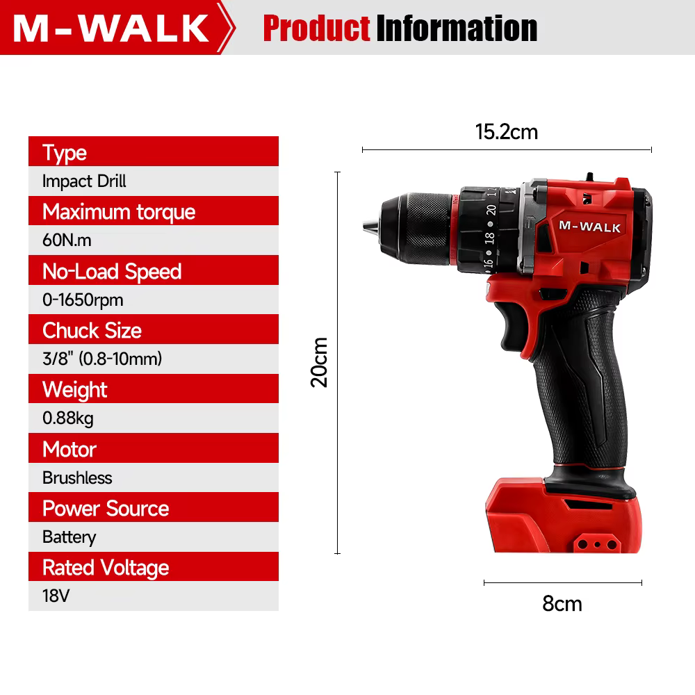 M-WALK Perceuse à percussion sans balais professionnelle
