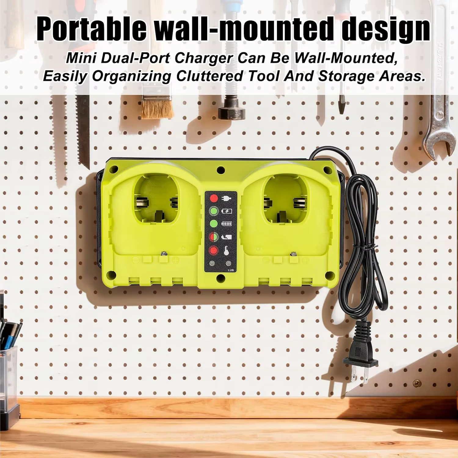 Station de charge rapide à 2 ports pour batterie Ryobi 18V – Chargeur de remplacement pour outils