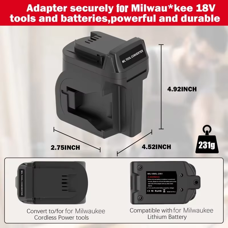 Pour Milwaukee deux paquets 18V M18 Batteries MIL18MIL 2 en 1 adaptateur de batterie