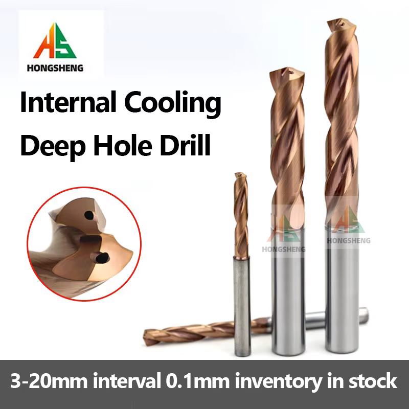 Foret en carbure revêtu de liquide de refroidissement interne 3xD 5xD 3 456 7 8 9-16 outil de perçage CNC efficace trou traversant tige parallèle métal acier