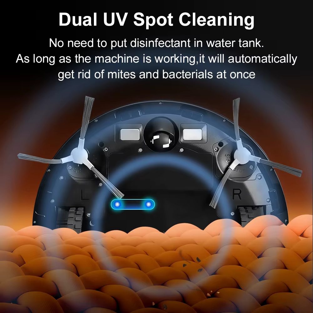 Aspirateur Robot K30 – Bac auto-vidant, Double Laser, Lampe UV, Cartographie multi-étages, Nettoyage intelligent des tapis, Autonomie de 240 min
