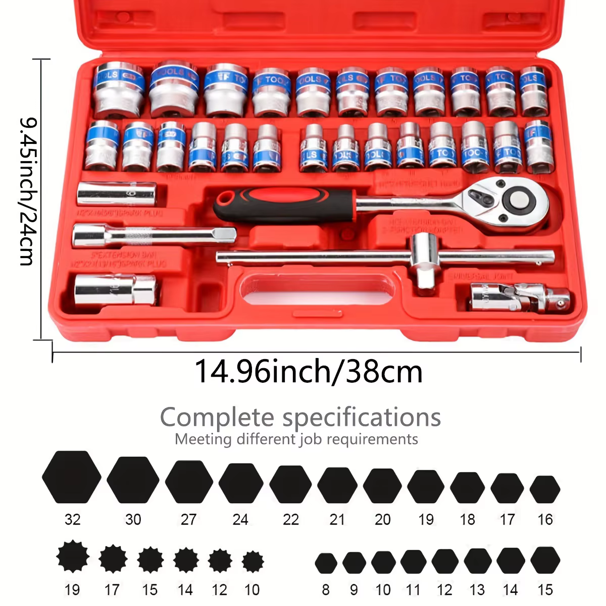 Jeu d'outils mécaniques et jeu de douilles 32 pièces