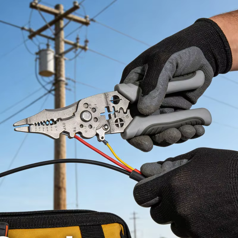 Pince à dénuder multifonctionnelle, pince à sertir robuste, coupe-câbles pour électricien, outils manuels pour la réparation de câbles