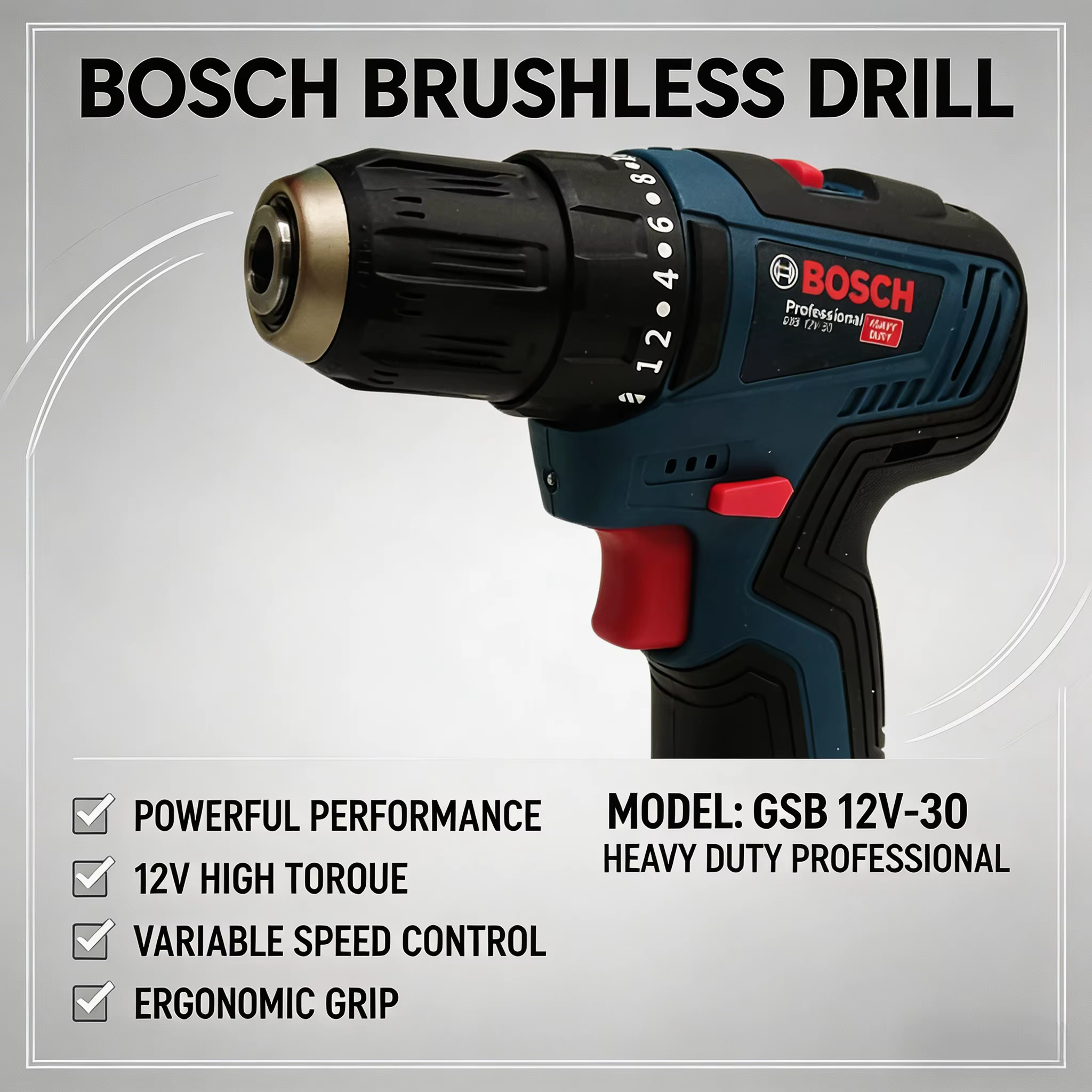 Perceuse électrique professionnelle Bosch-GSB-12-V30