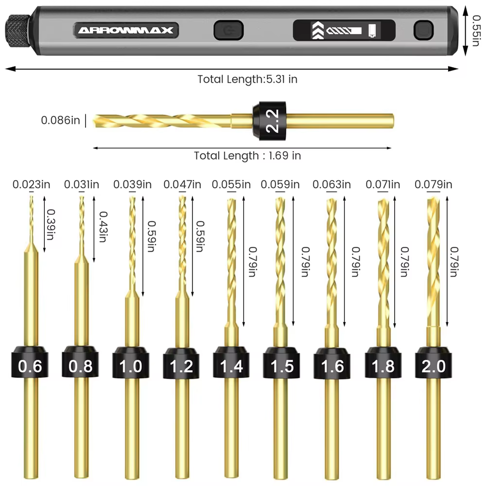 ARROWMAX Mini perceuse électrique rotative sans fil rechargeable pour artisanat
