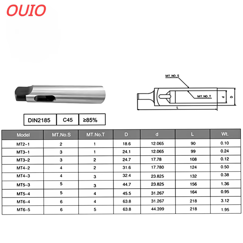 OUIO MT1 MT2 MT3 MT4 MT5 manchon de forage tonnelle Morse adaptateur conique réduisant le manchon de forage pour porte-outil à tige de manchon conique Morse
