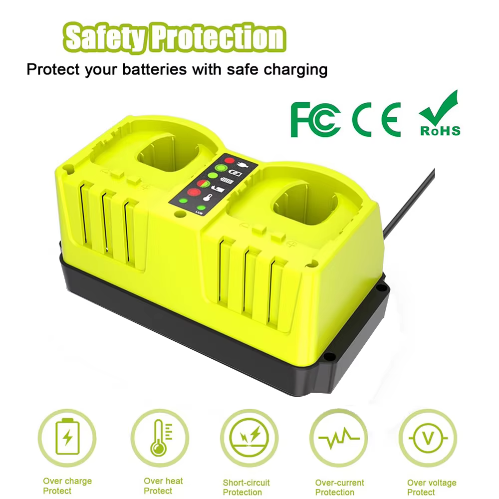 Station de charge rapide à 2 ports pour batterie Ryobi 18V – Chargeur de remplacement pour outils
