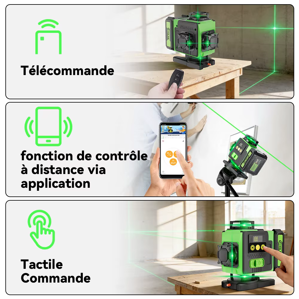 HGLINE 16 lignes niveau Laser APP télécommande niveaux horizontaux verticaux affichage de puissance de la Machine nivellement Laser avec trépied de 100 cm