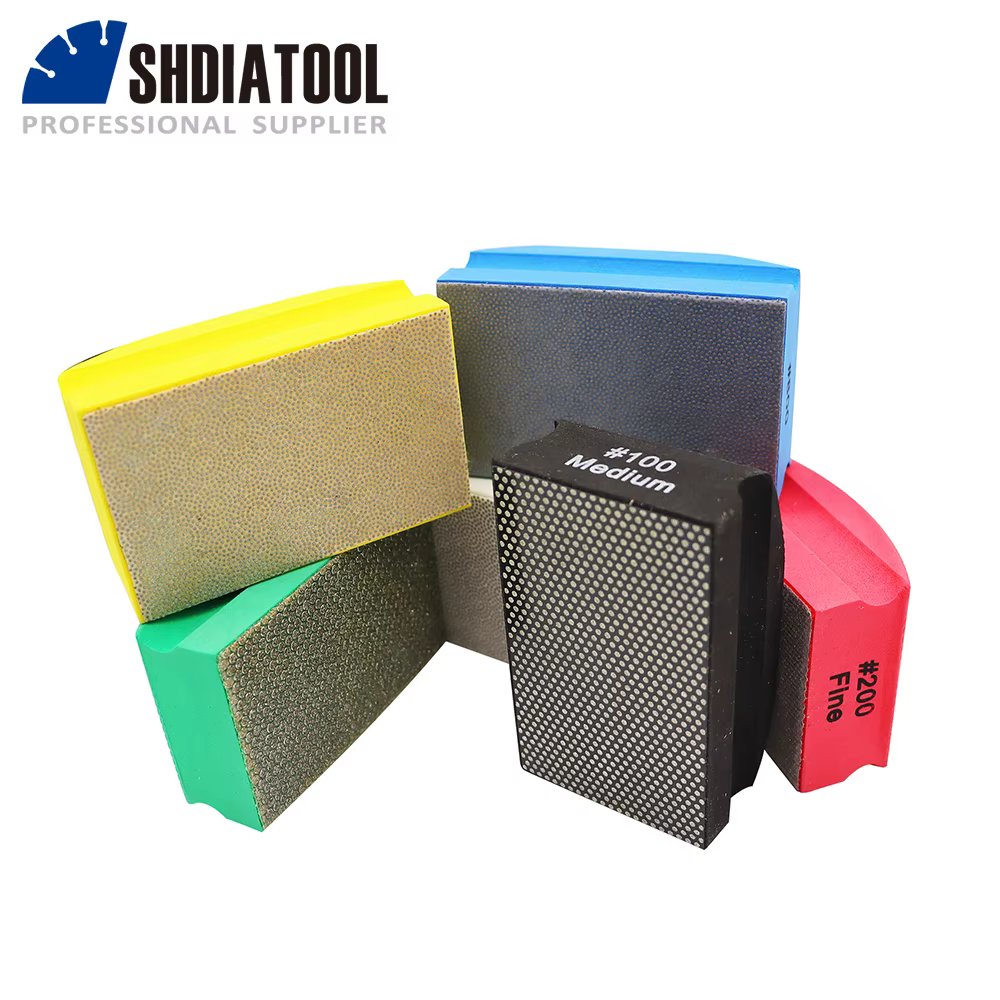 SHDIATOOL 1pc Grit50-800 diamant tampons de polissage à la main béton pierre granit marbre 90X55mm support en mousse disque de ponçage meuleuse