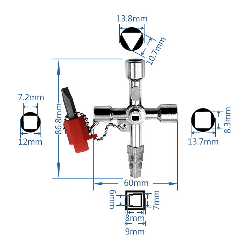 Clé triangulaire multifonctionnelle pour utilitaire d'eau
