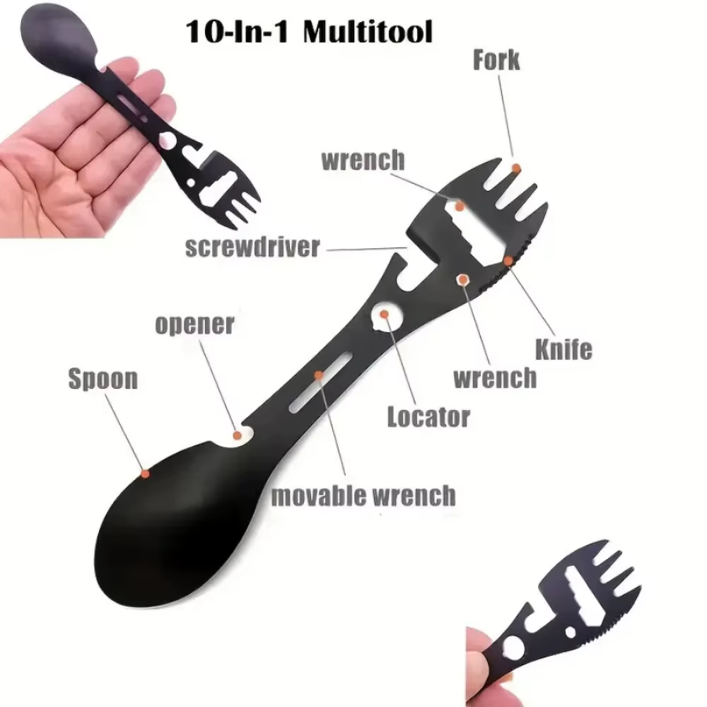 Nouveau Couteau Sifflet Multifonctionnel 2026 pour Camping en Plein Air, Survie, Cuillère-Tournevis de Cuisine, Clé Multifonction, Ouvre-Bouteille
