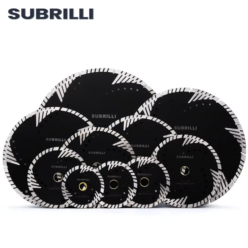 SUBRILLI 105/115/125/150/180/200/230/250/300/350mm Diamant Lame de Scie En Marbre Granit Béton Disque De Coupe avec des Dents De Protection