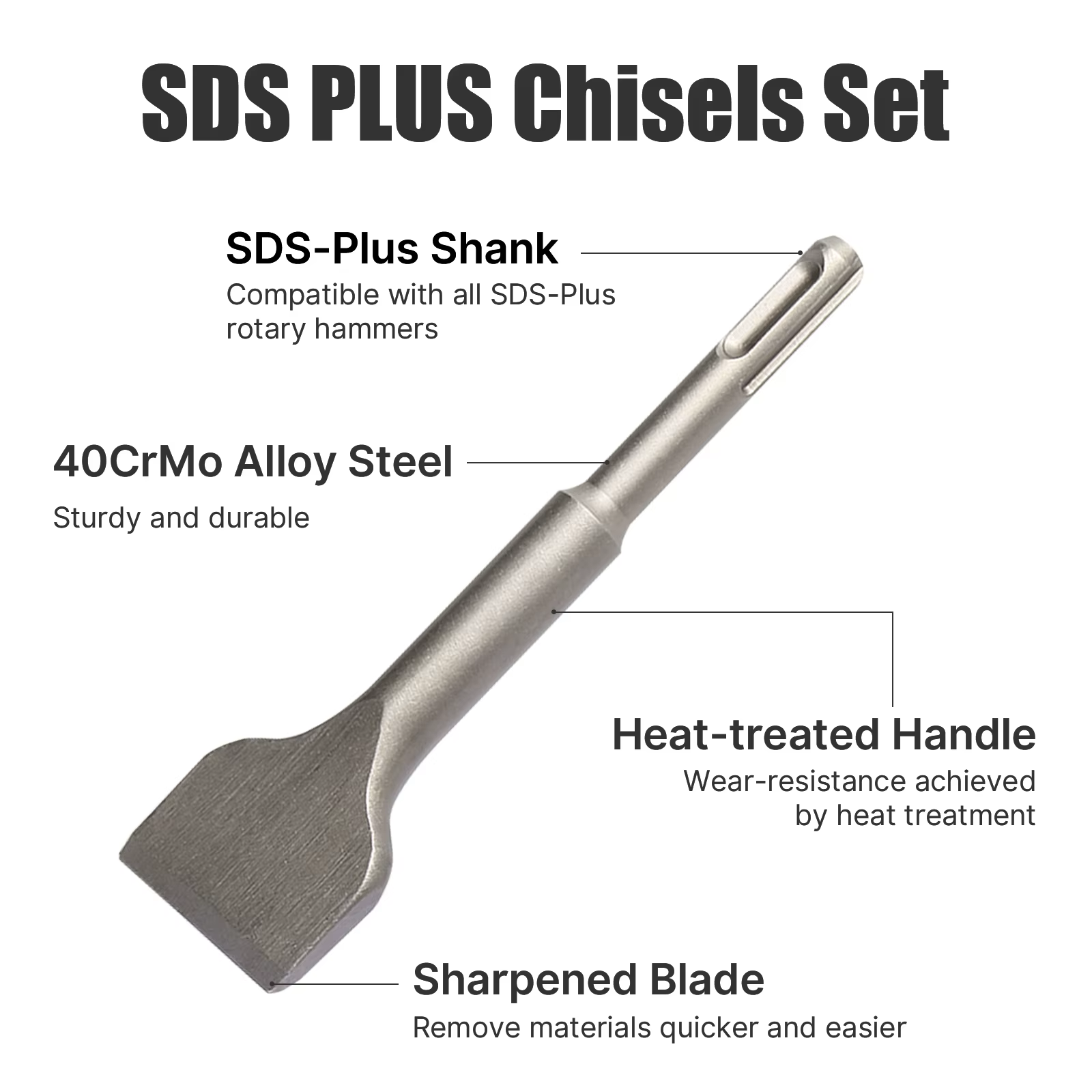 SDS PLUS tige électrique marteau maçonnerie Point rainure plat ciseau outils mur roche foret pour carrelage ciment béton brique pierre