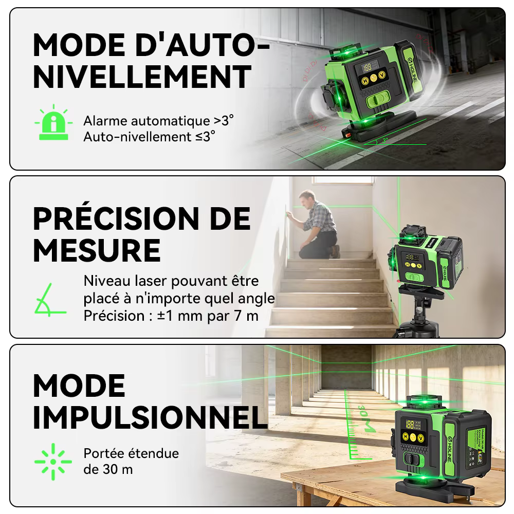 HGLINE 16 lignes niveau Laser APP télécommande niveaux horizontaux verticaux affichage de puissance de la Machine nivellement Laser avec trépied de 100 cm