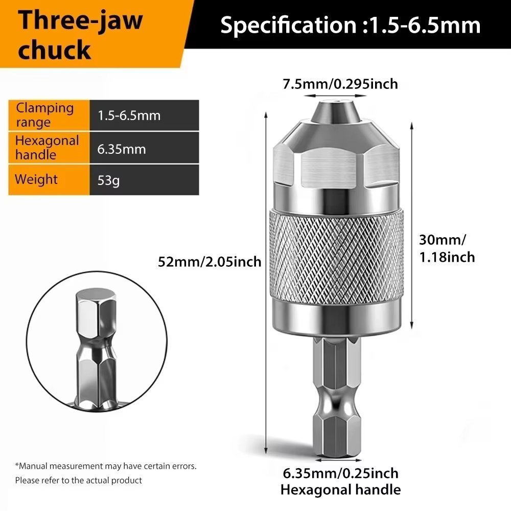 Nouveau Adaptateur de mandrin de perceuse auto-serrant 1.5-6.5mm poignée hexagonale