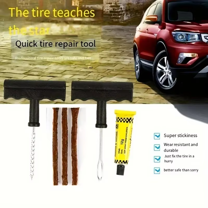 Outils essentiels de réparation de pneus de voiture et de moto, outils de réparation d'opathie, soyez prêt pour toute urgence!