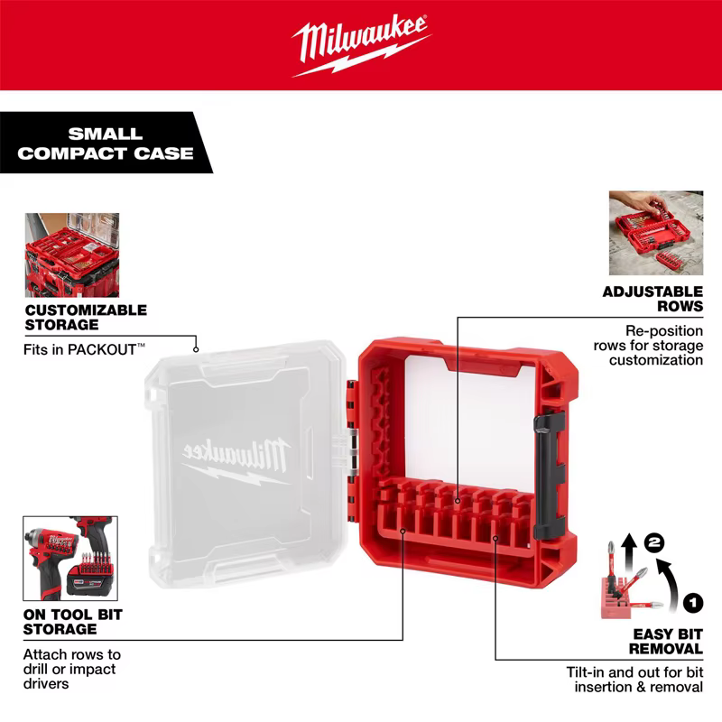 Milwaukee 48-32-9930 paquet petit étui Compact Support de perceuse pour 1/4 "embouts hexagonaux boîte à outils de stockage seulement